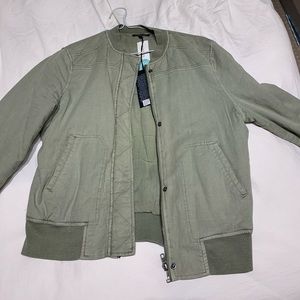 green quilted bomber jacket
